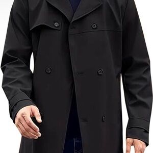 Elegant Black Double-Breasted Trench Coat